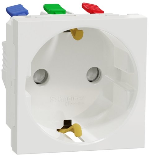 Розетка с заземлением без рамки Schneider Electric Unica Modular 1-м. шторки белый картинка